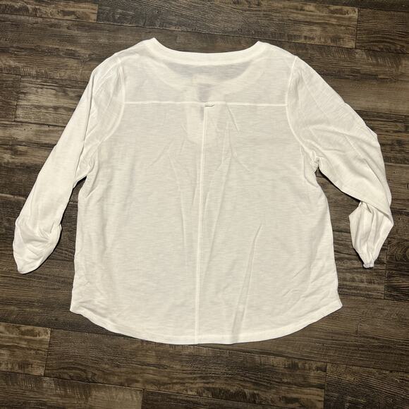 Talbots Woman 3X split Neck Textured Top Blouse White New 100% cotton - Picture 5 of 5
